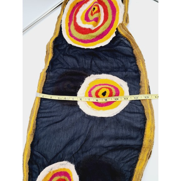 Pomegranate Moon Handmade Nepal Silk Wool Circle Scarf Black Pink Yellow White - Picture 4 of 10